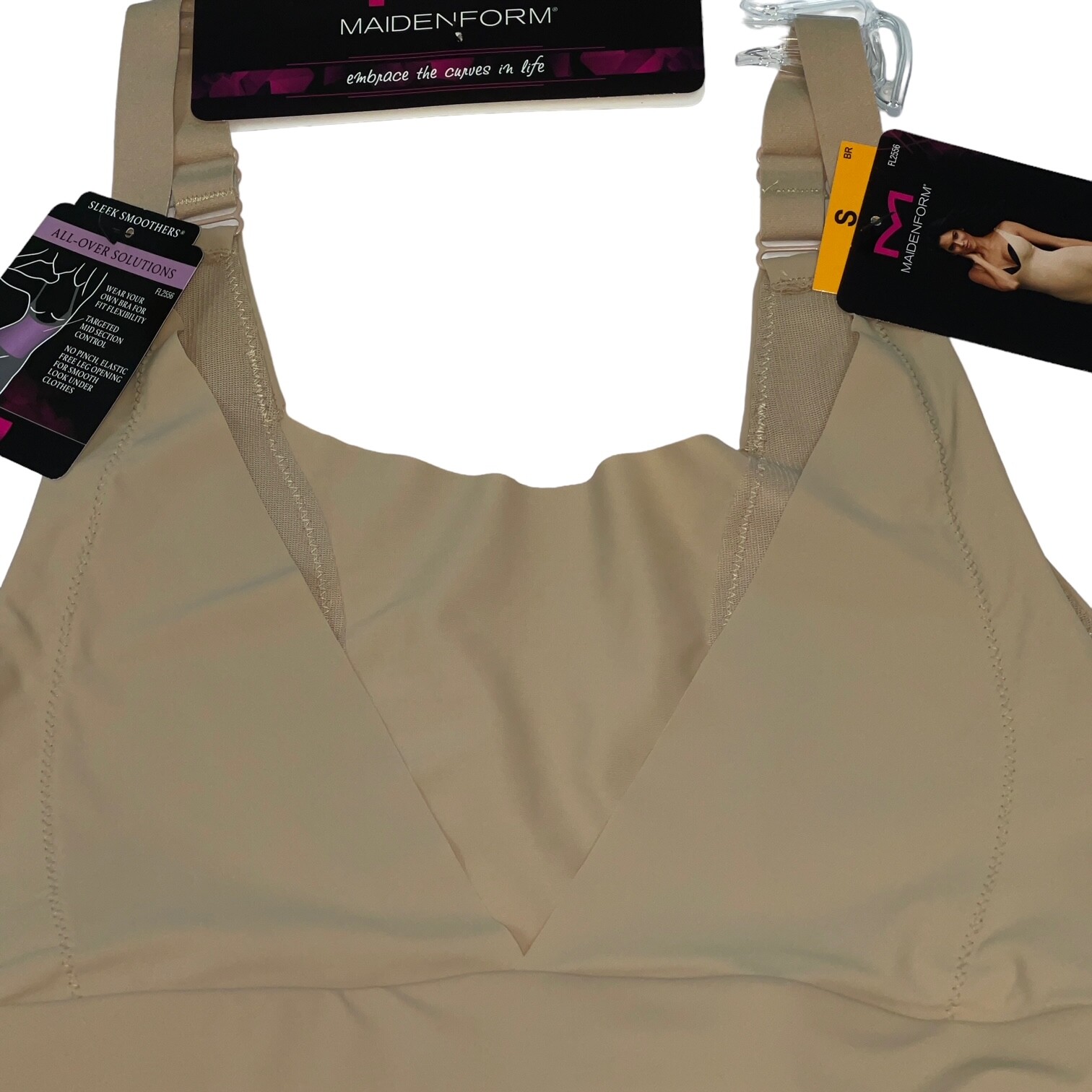 Maidenform Bodysuit Open Bust Mid Thigh Firm Control Sleek Slimmer Singlet P2556