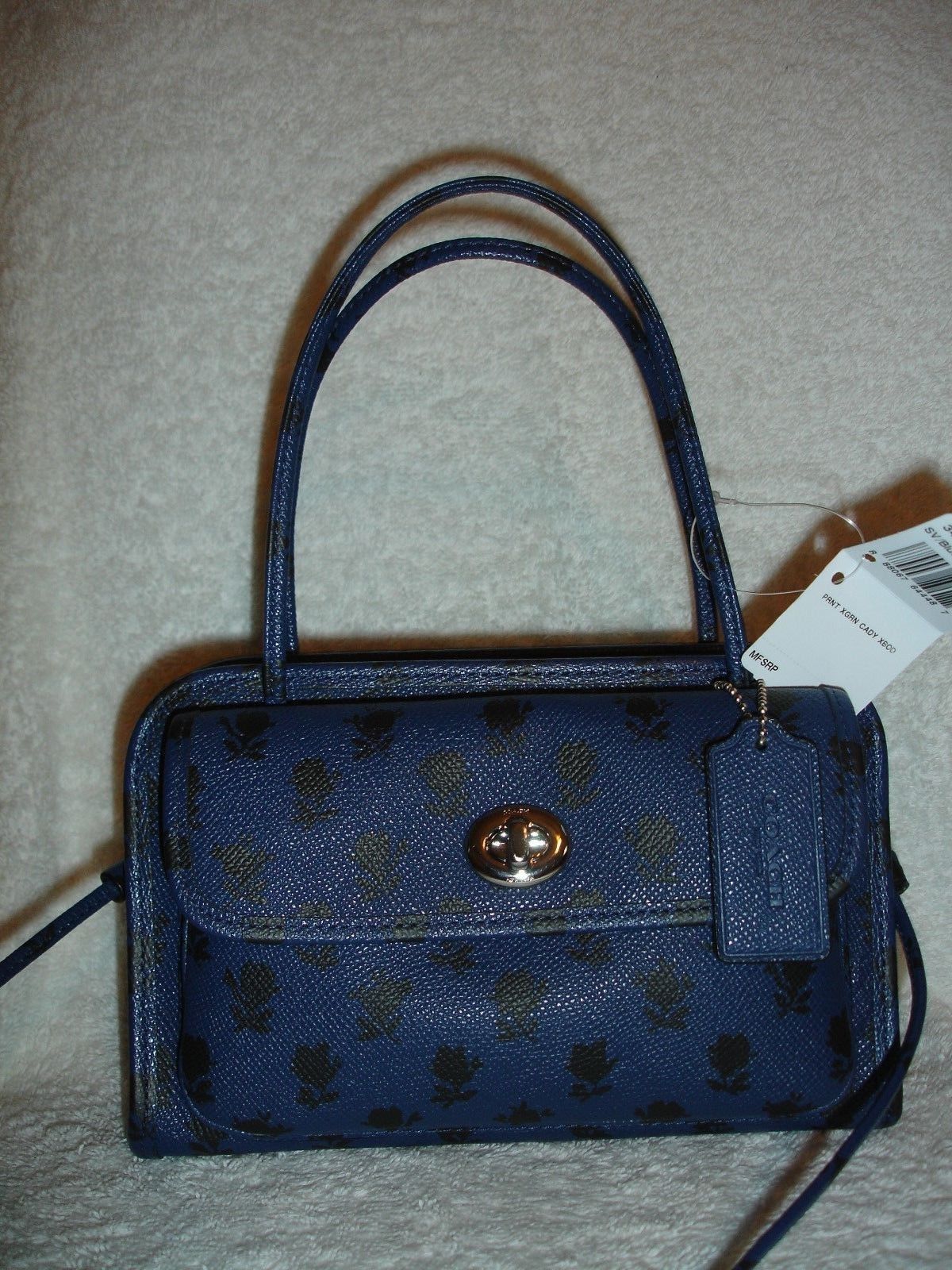 NWT Coach SV/Blue BK Badlands Printed Crossgrain Leather Crossbody Purse 34471