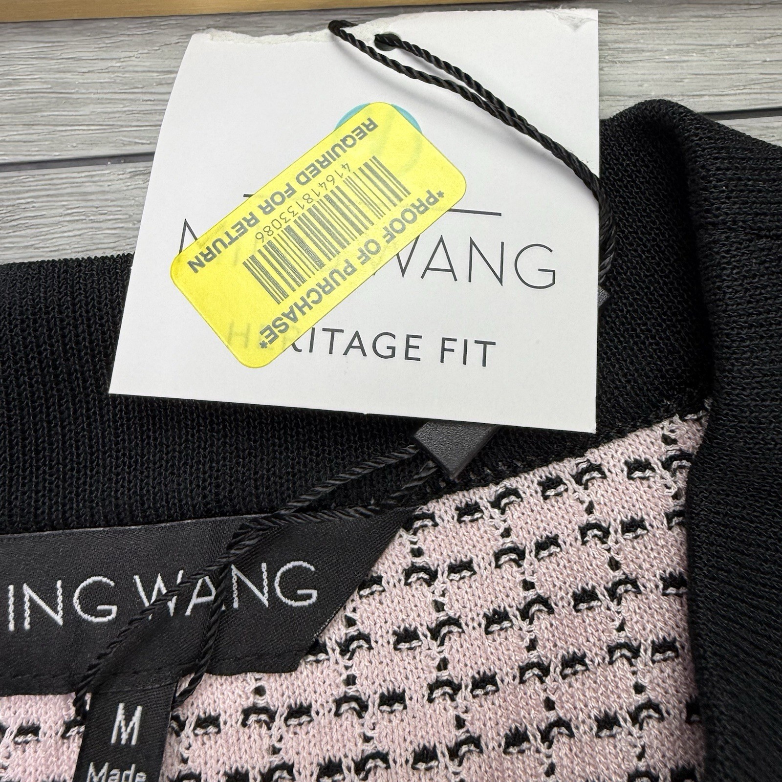 NWT Ming Wang Pale Pink & Black Knit Cardigan Sweater Jacket Top Heritage Fit M