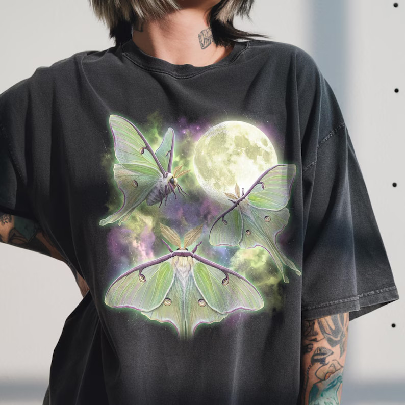 Luna Moth Moon Comfort Tee Insect Bug Nature Butterfly Design