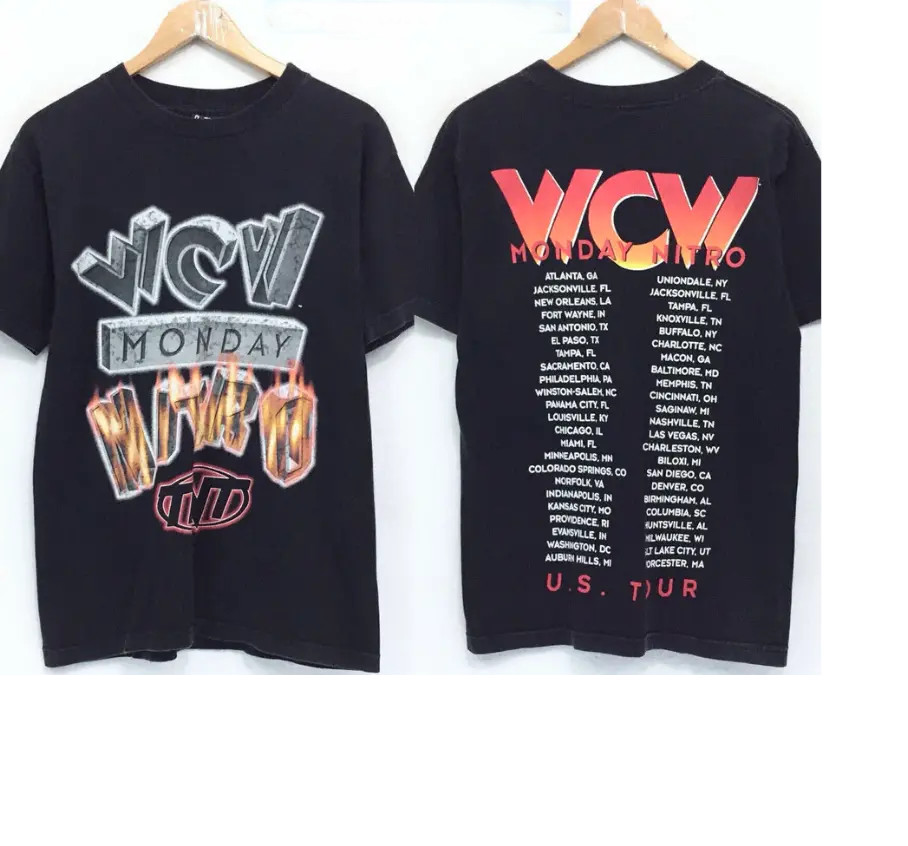 Rare!!! Vintage 90’s WCW Monday Nitro USA Tour T-shirt World Championship Wrest