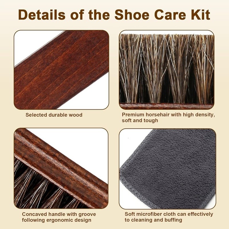 Professional Suede Leather Cleaner Kit Horsehair Brush Shoe Care Polishing Tools