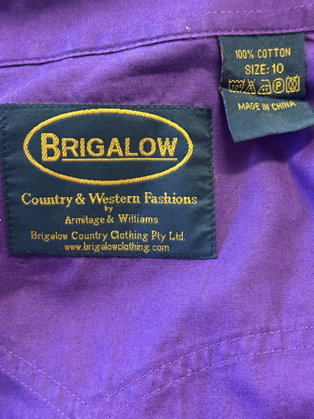 Brigalow Plum Western Style Long Sleeve Shirt Size 10
