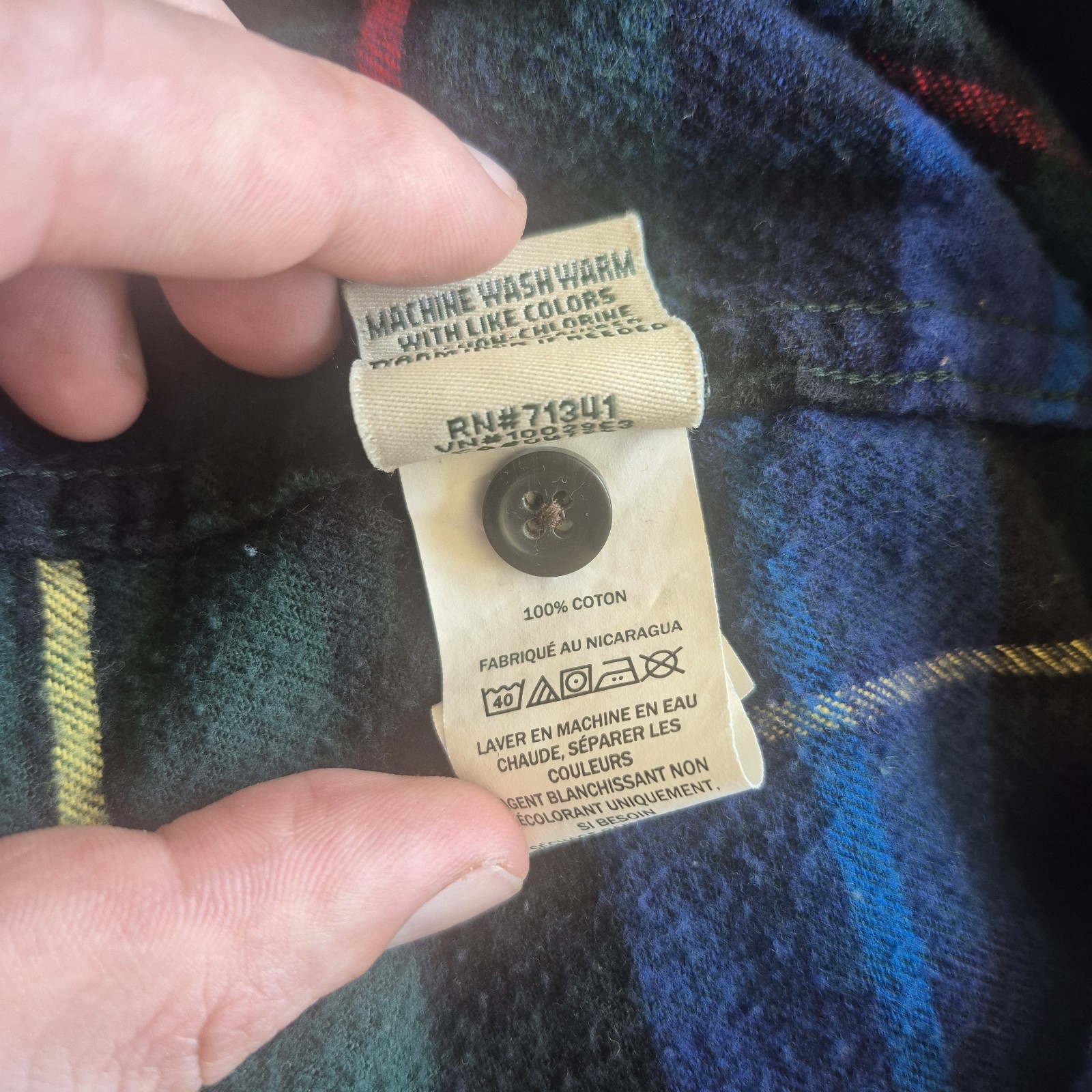 LL Bean Scotch Plaid Flannel Shirt Size L