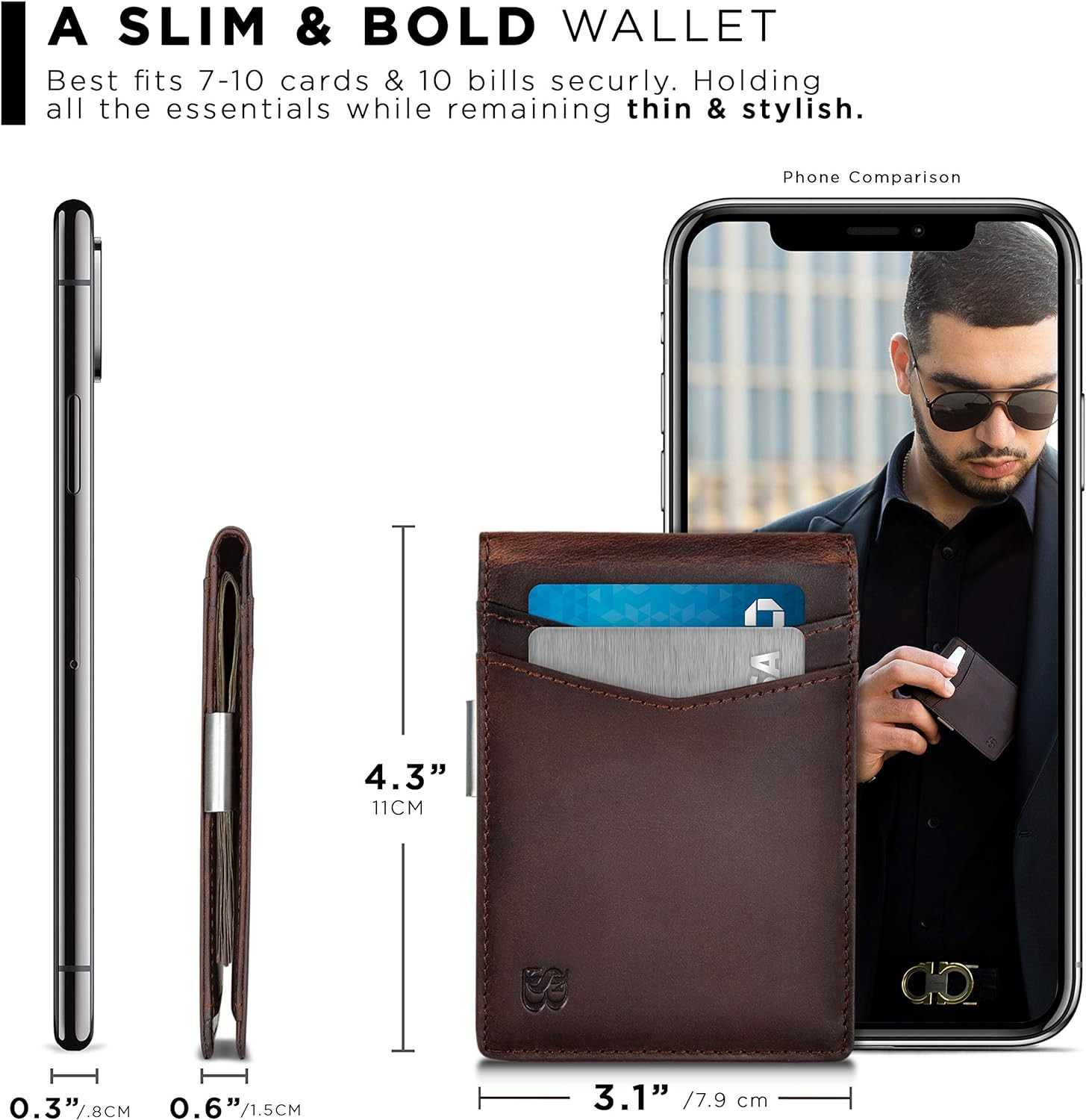 Money Clip Wallet – Mens Wallets Slim Front Pocket RFID Blocking Card Holder Min