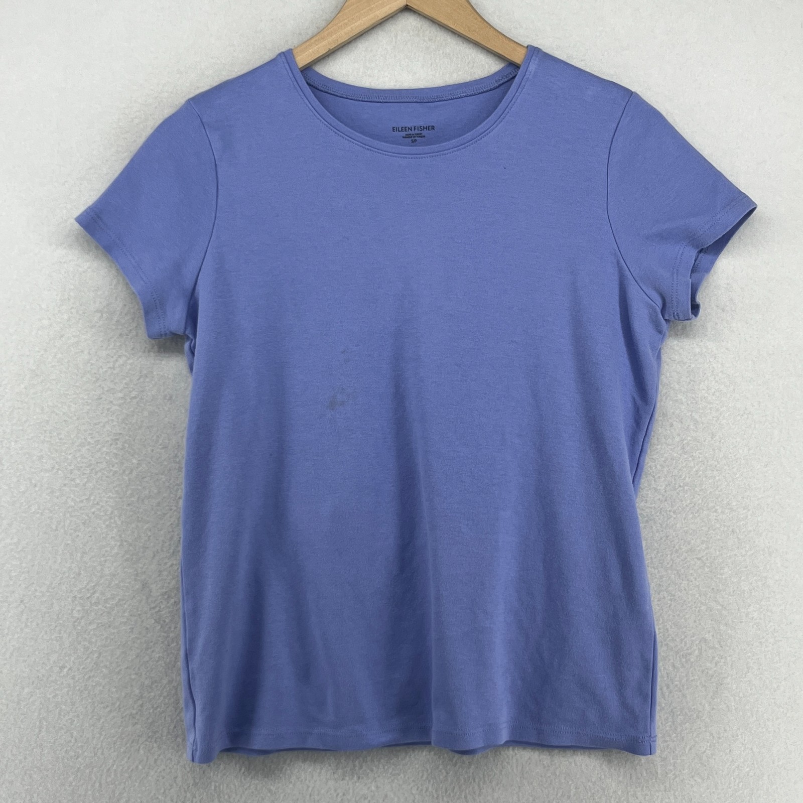 EILEEN FISHER Top S Organic Cotton Interlock Jersey Short Sleeve Crewneck Blue