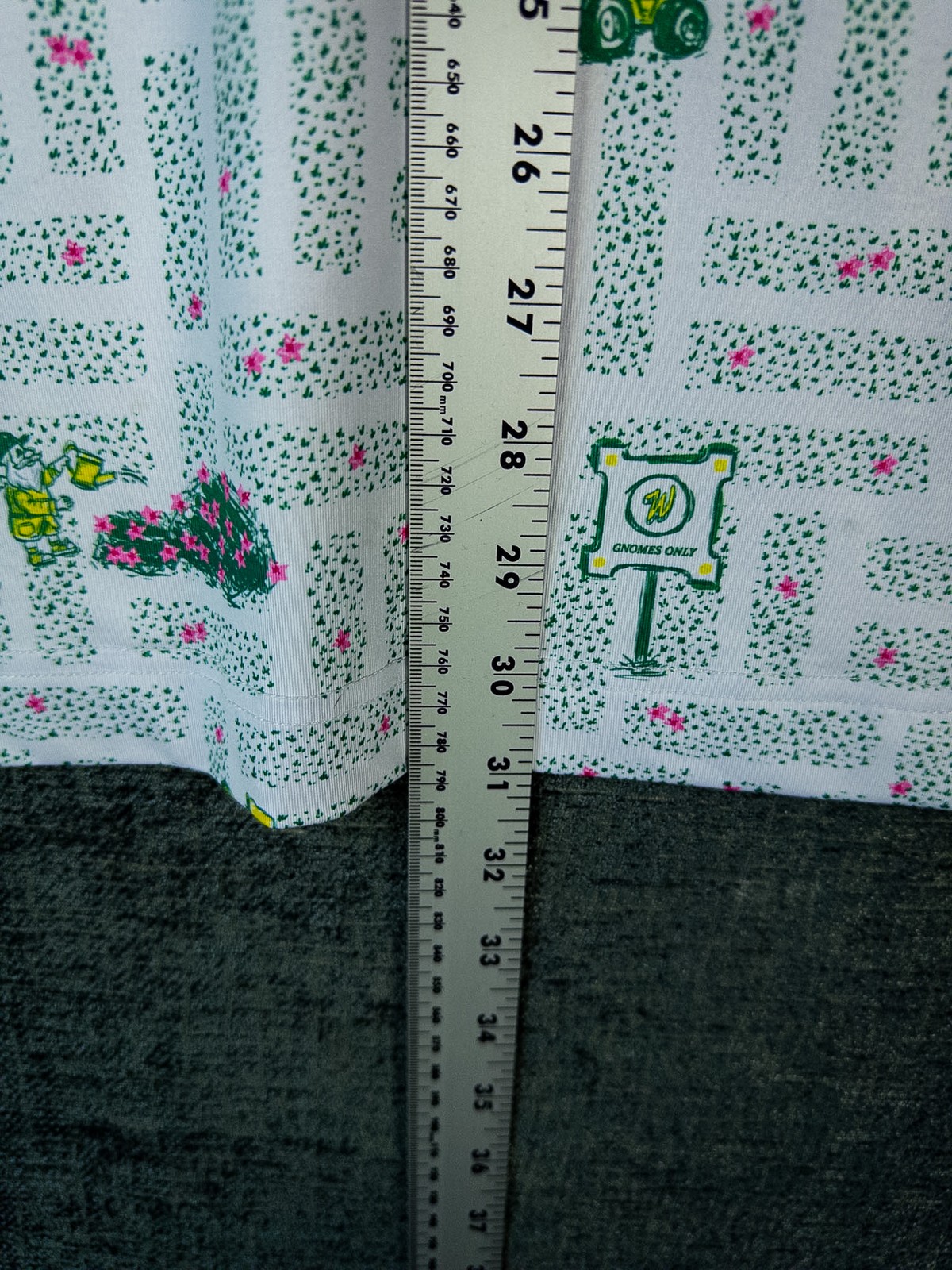 Waggle Gnomes Only Golf Print Polo Shirt Mens XL White Green Masters Party