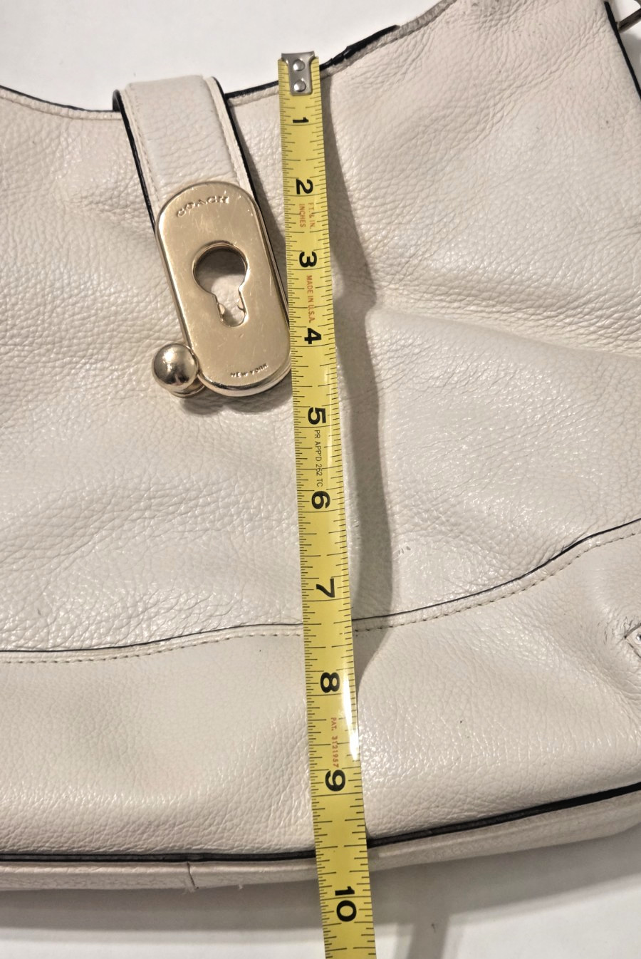 VTG COACH Amber Hobo F48635 Off White Pebbled Leather Shoulder Bag Made in Burma