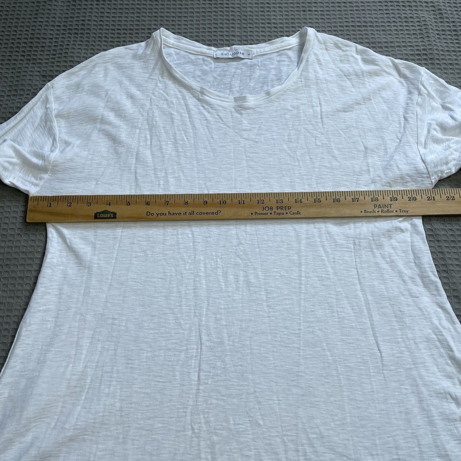 Cut Loose Linen Blend Tunic Tee Large Womens Long Sleeve White Coastal Lagenlook