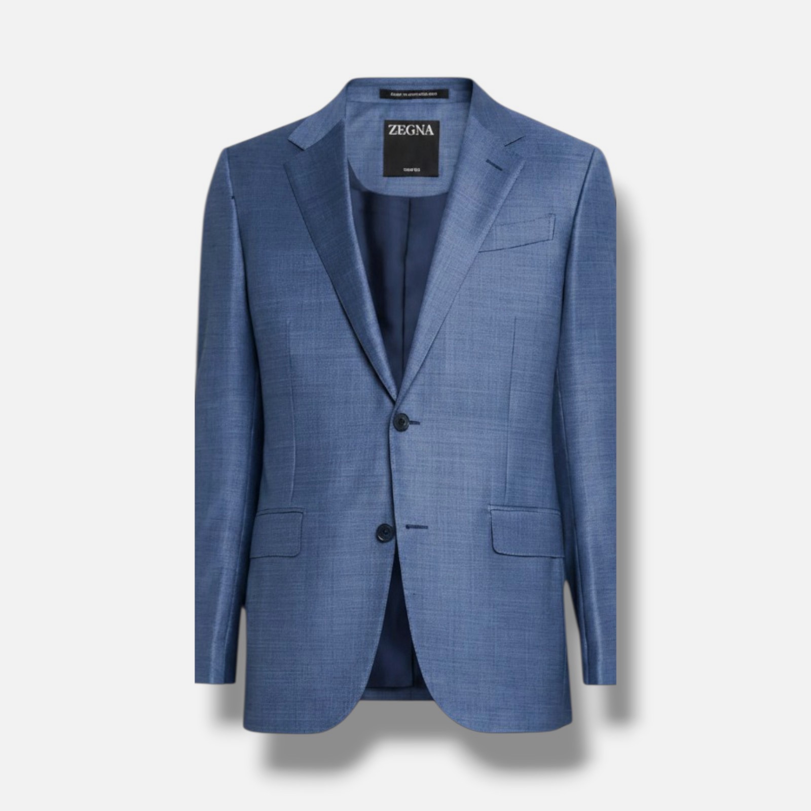 Zegna Men’s Blue Wool Solid Nailhead Weave Trofeo Sartorial Suit Jacket Size 48R