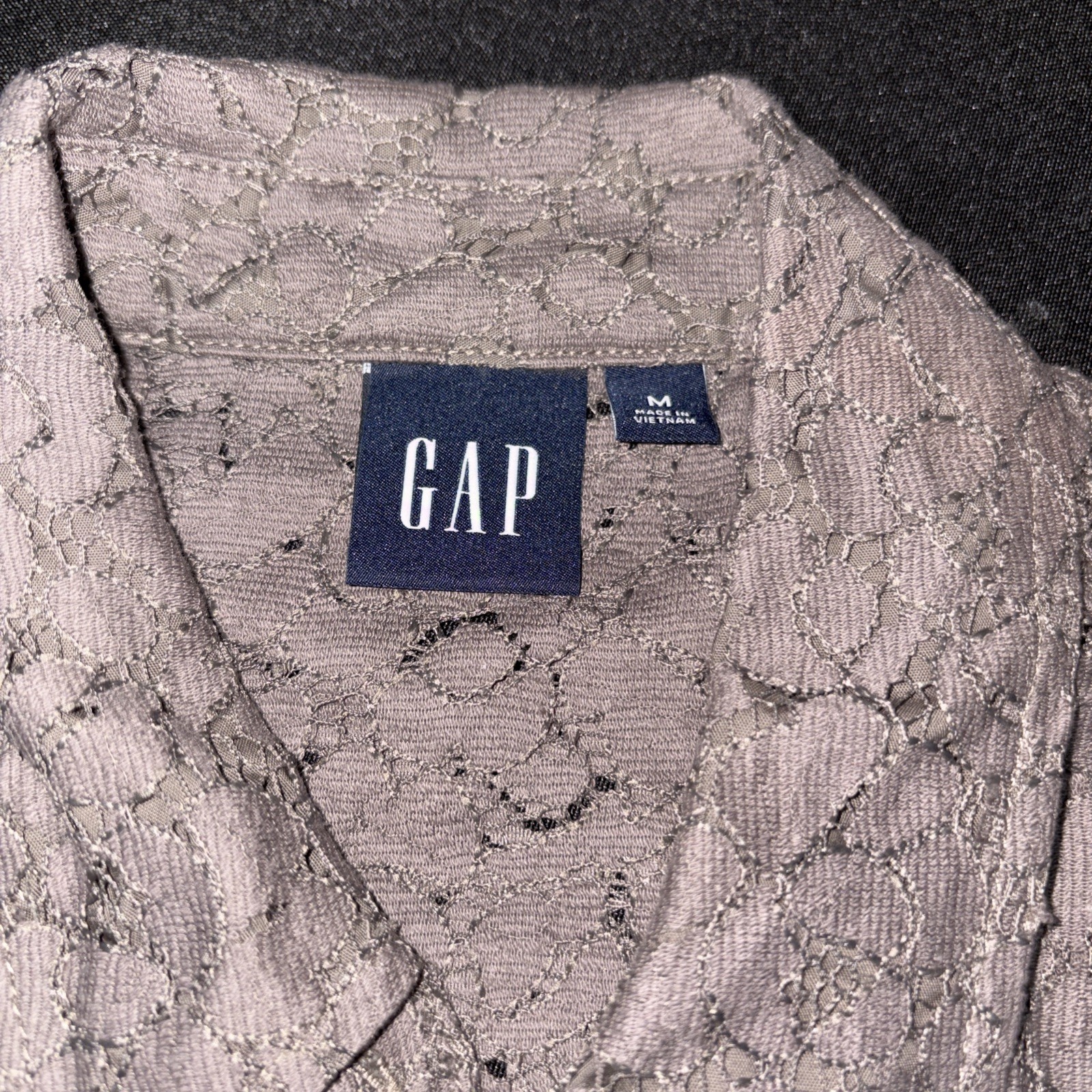 Gap Size Medium Gray Lace Button Up Top
