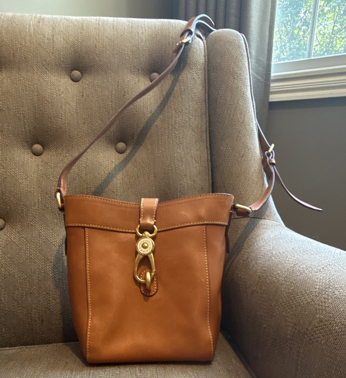 Dooney & Bourke Florentine Sadie Feed Bag, Crossbody, Gold Hardware