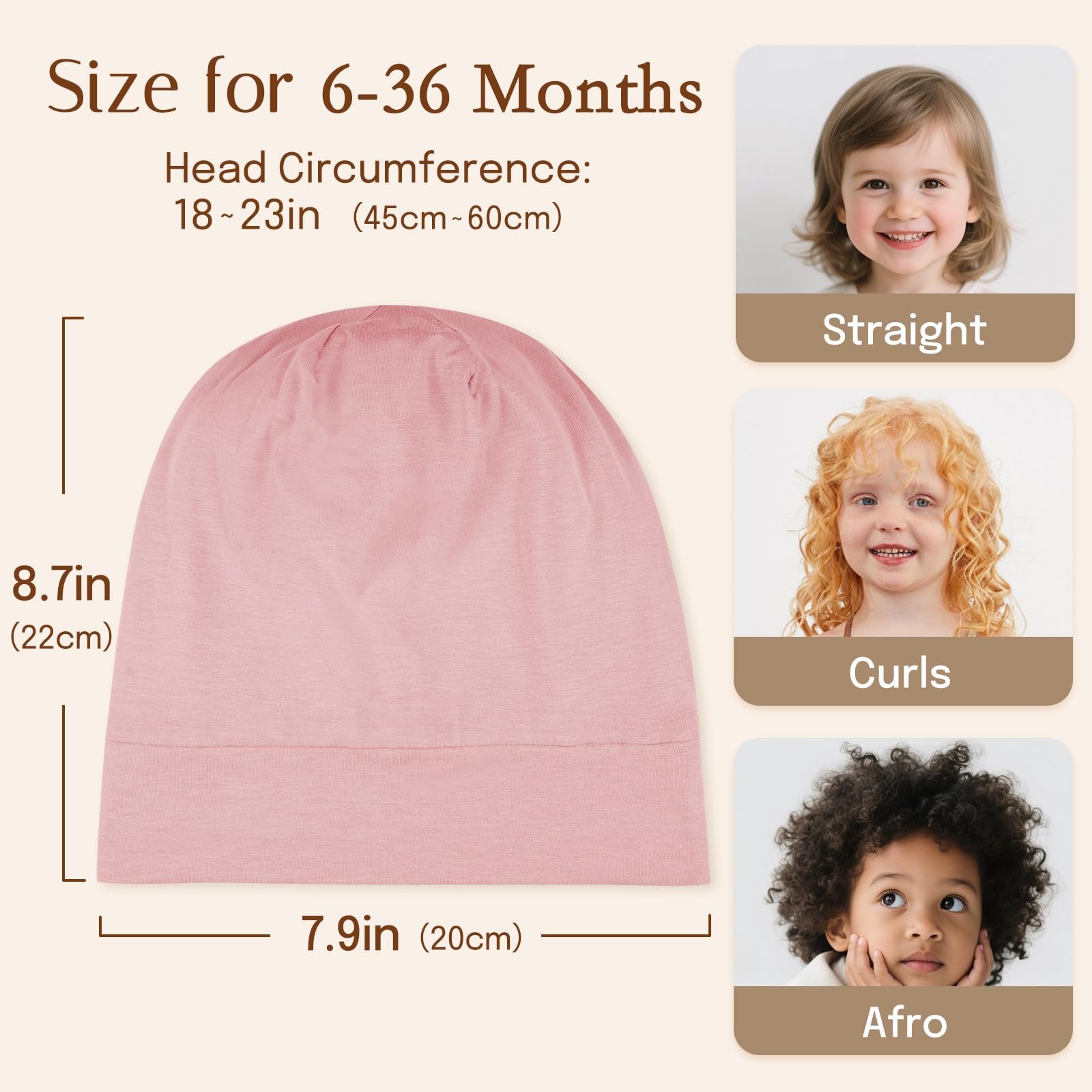 Silk Toddler Bonnet 6-36 Months 100% Mulberry Silk & Modal Anti-Frizz for Cur…