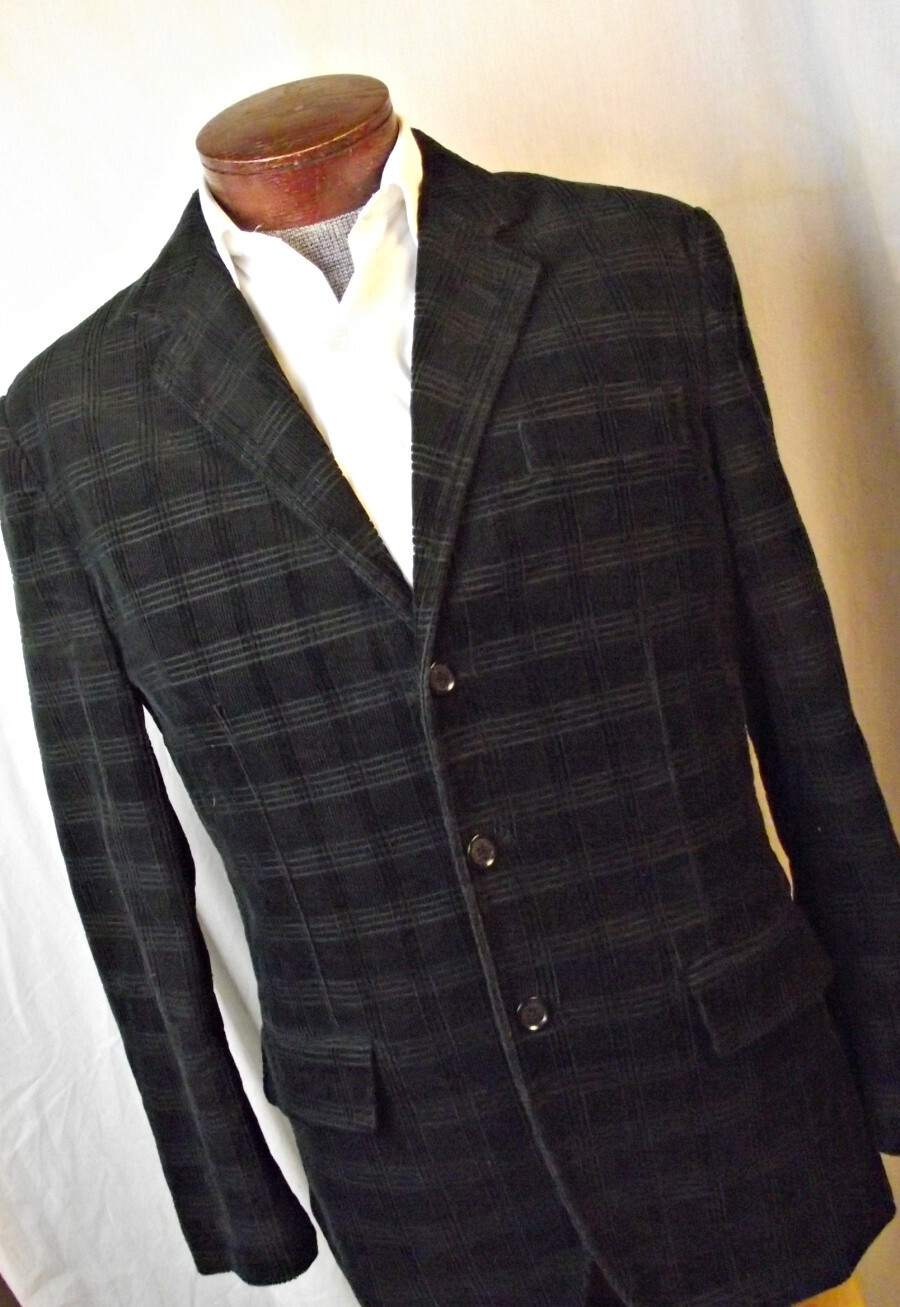 NEW No Tags Marc Ecko Mens Textured Corduroy Blazer Black Medium-Large