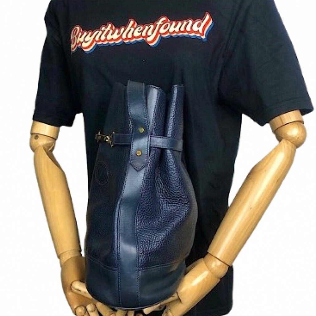 GUCCI Navy Leather Horsebit Bucket Bag Suede Lining Gucci Knight Zip Pull MINT