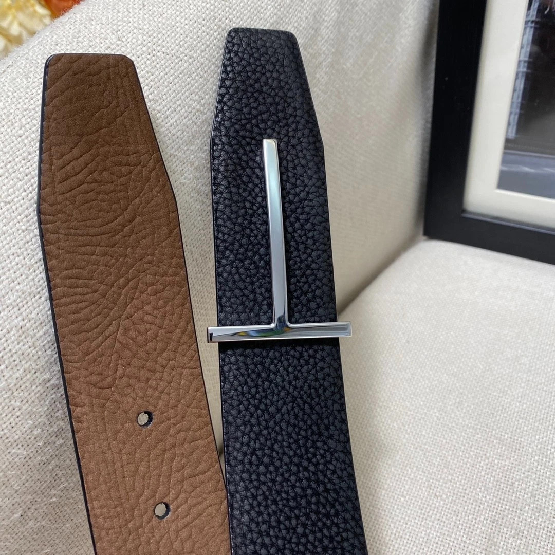 Tom Ford Reversible Leather T-Buckle Belt 38mm Luxury Designer Fashion New