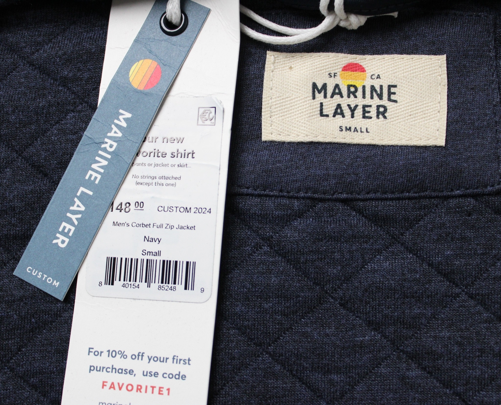 Marine Layer Men’s L/S Embroidered Corbet Full Zip Jacket AR8 Navy Small