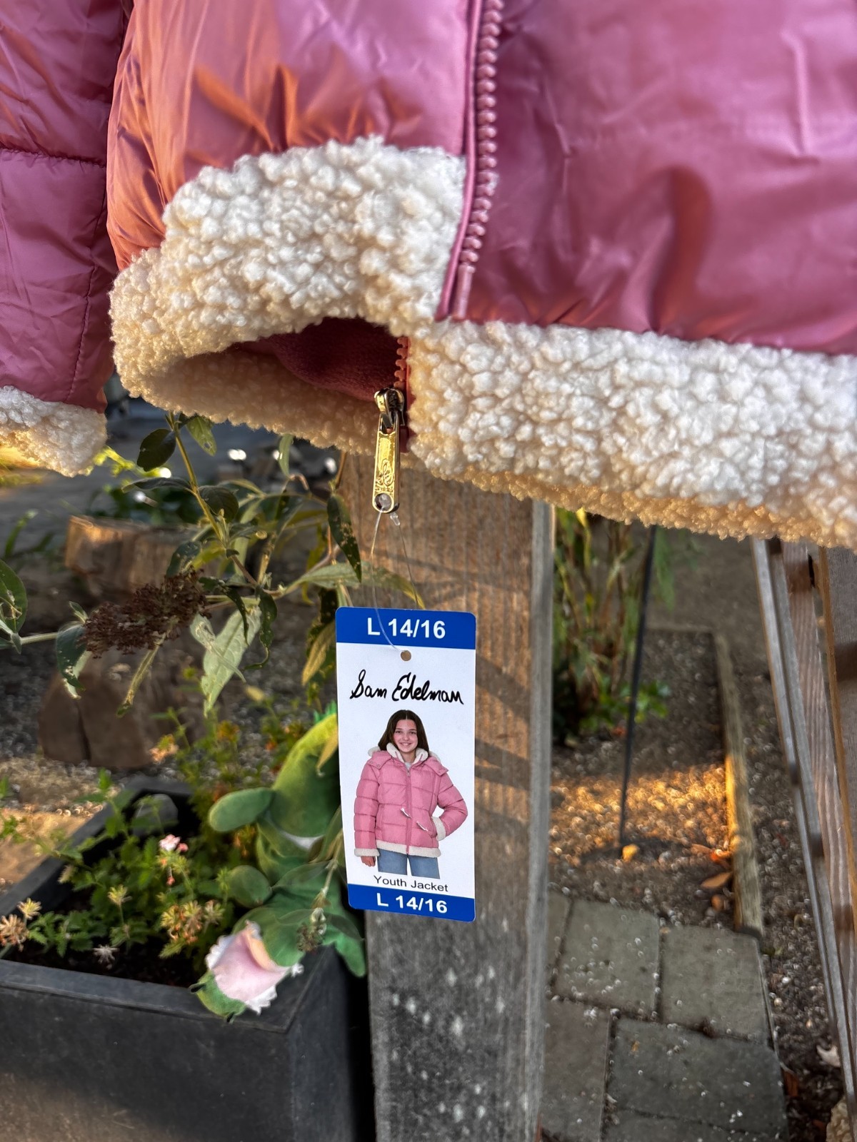 Sam Edelman girl’s puffer jacket sherpa trim LARGE 14/16 PINK