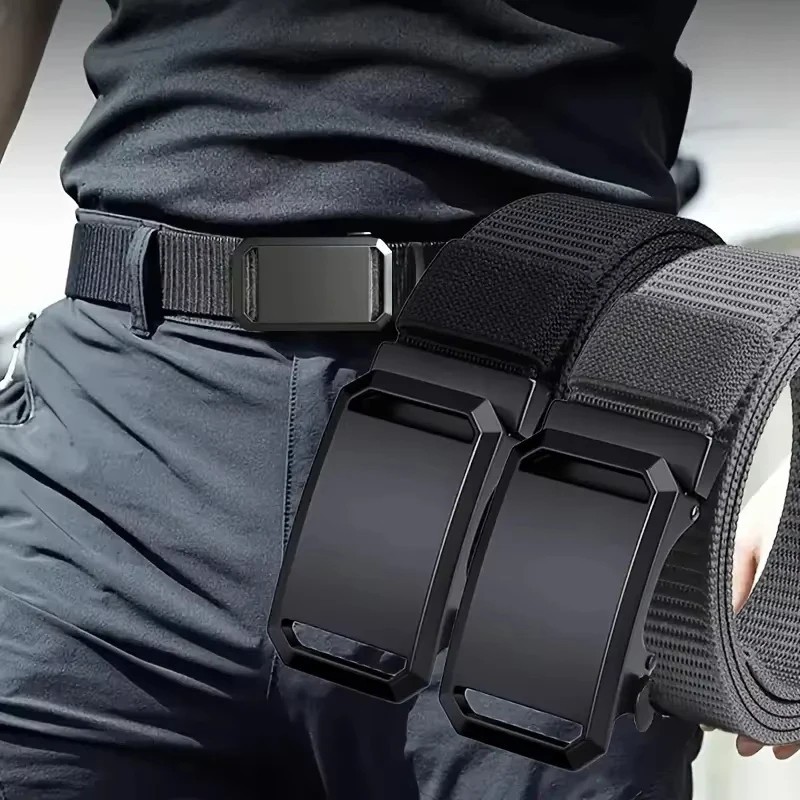 Mens Ratchet Belt Nylon Web Belts for with Automatic Slide Buckle Tactical Belt*