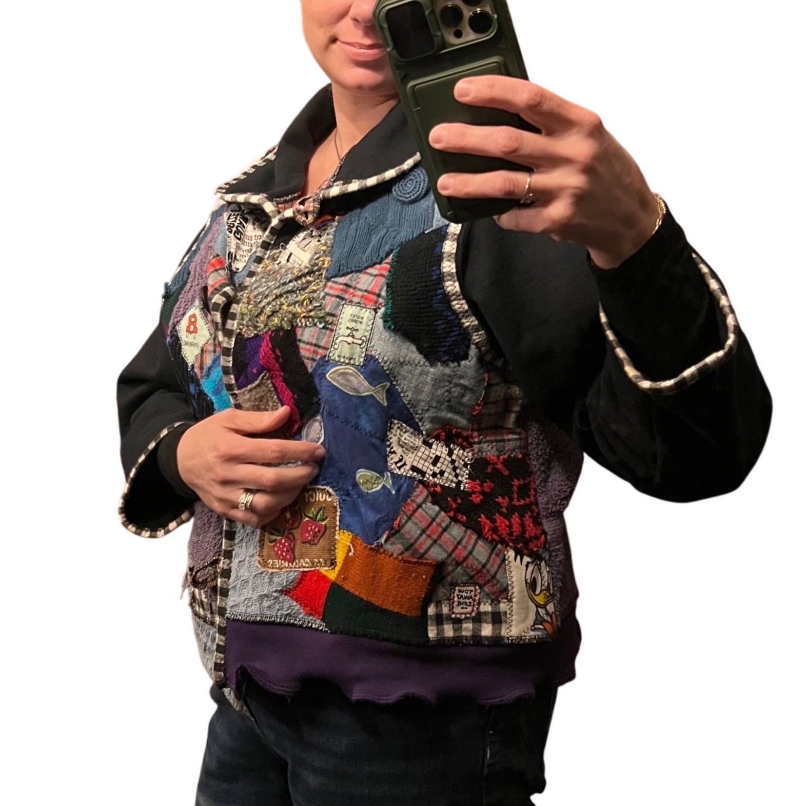 Patchwork Art To Wear Jacket Unique Colorful (LG) Handmade One Of A Kind Coat