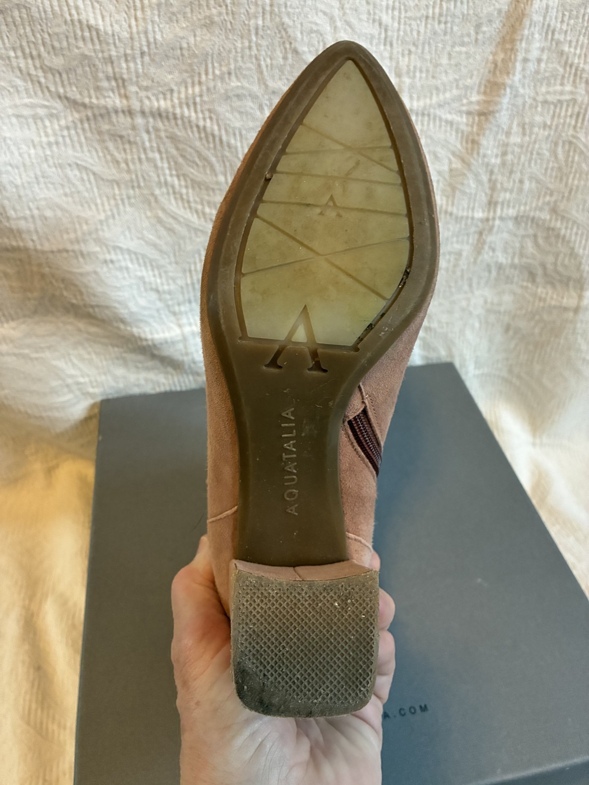 Aquatalia Waterproof Posey Dusty Pink Suede Boots Size 8.5 With Box Retail $495
