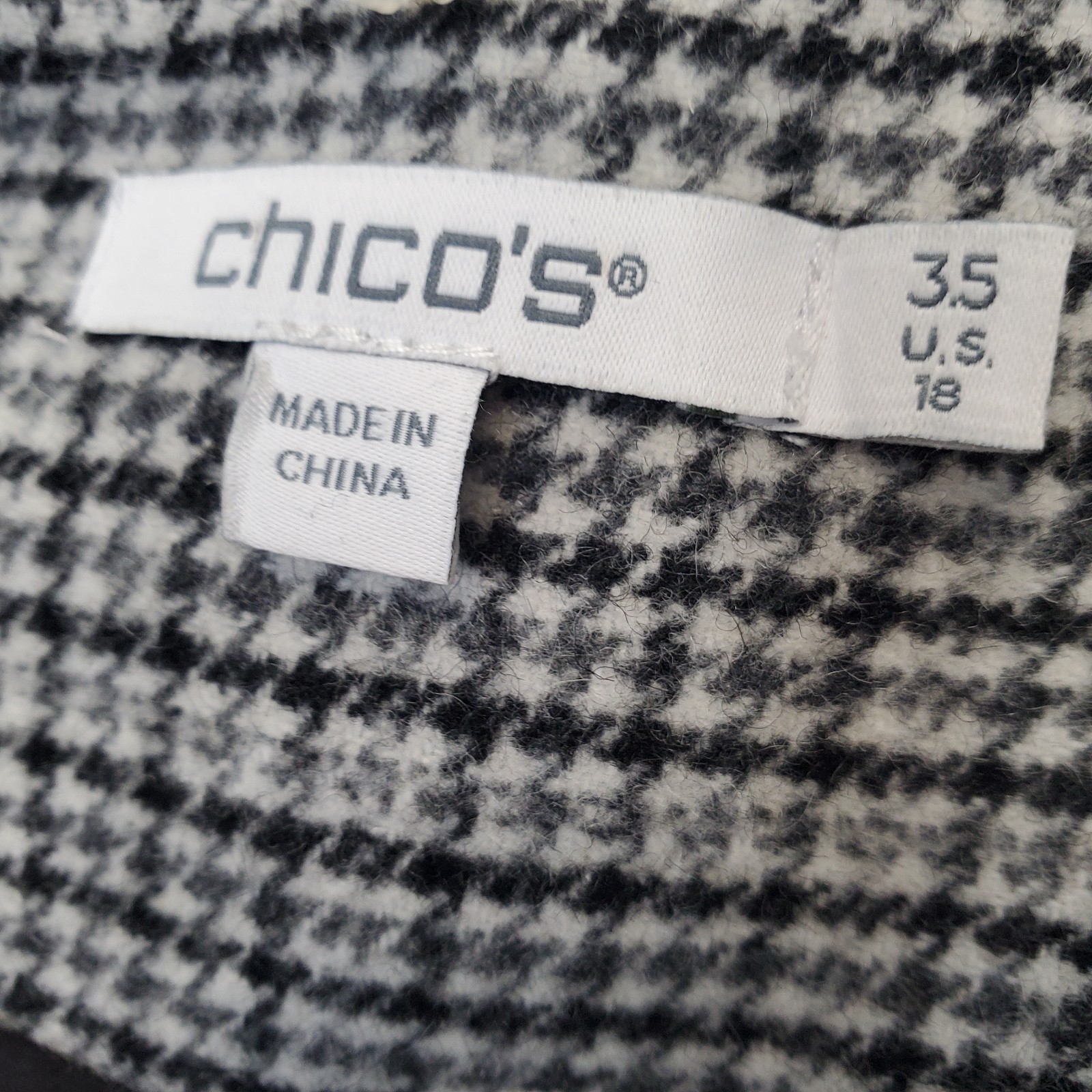 Chico’s Mixed Tweed Fringed Woold Blend Open Front Lined Jacket Size 3.5 (18)