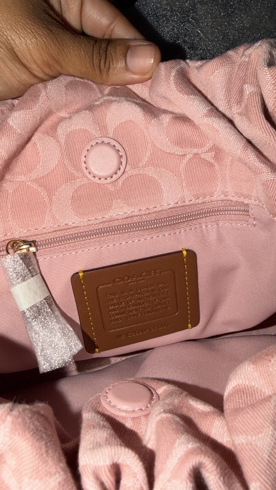 COACH Faye Drawstring Bag Signature Denim Light Pink CFD03 IMNH1 Ships in 24H