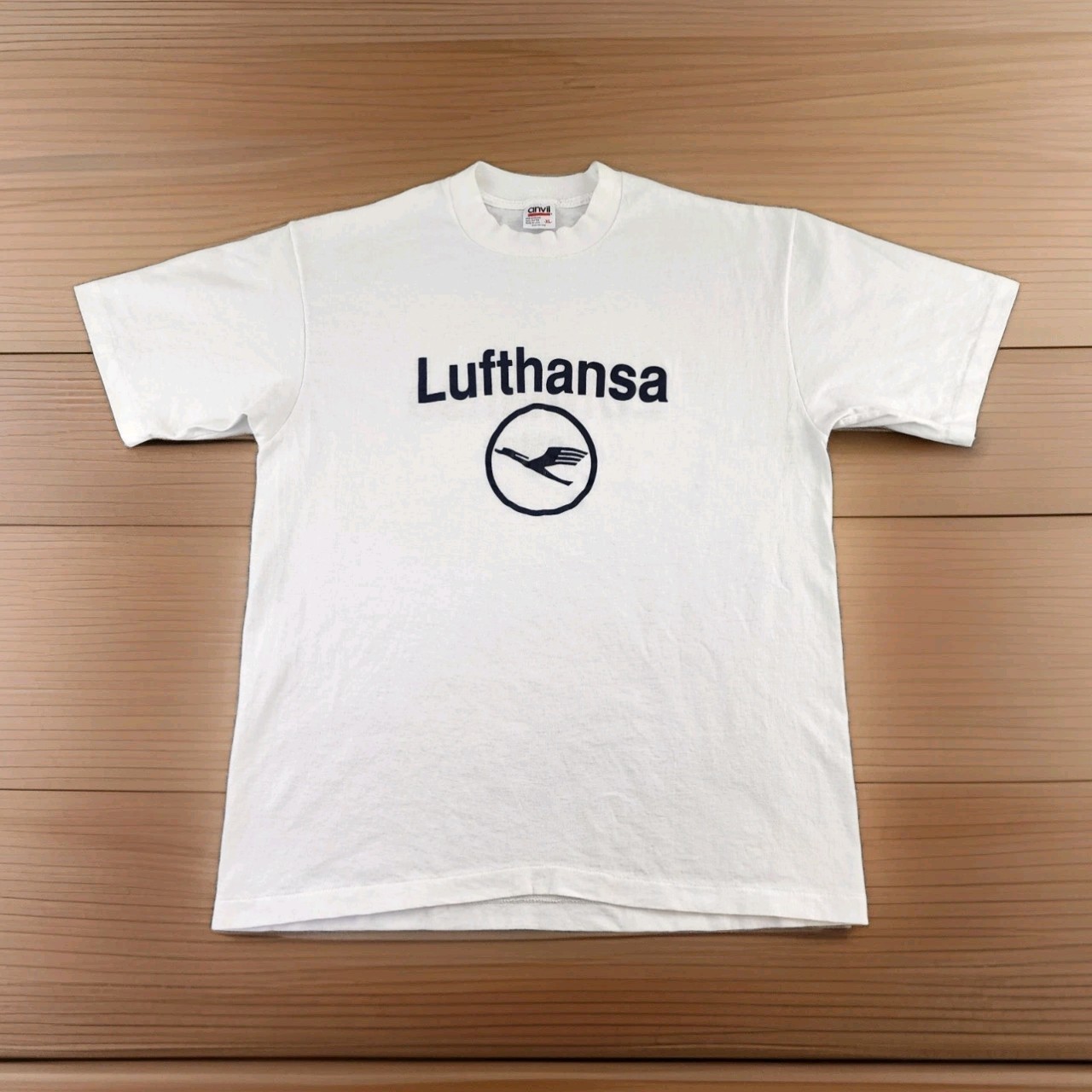 VINTAGE Lufthansa Airlines Shirt Mens Large Boston 90s Single Stitch Adult A01