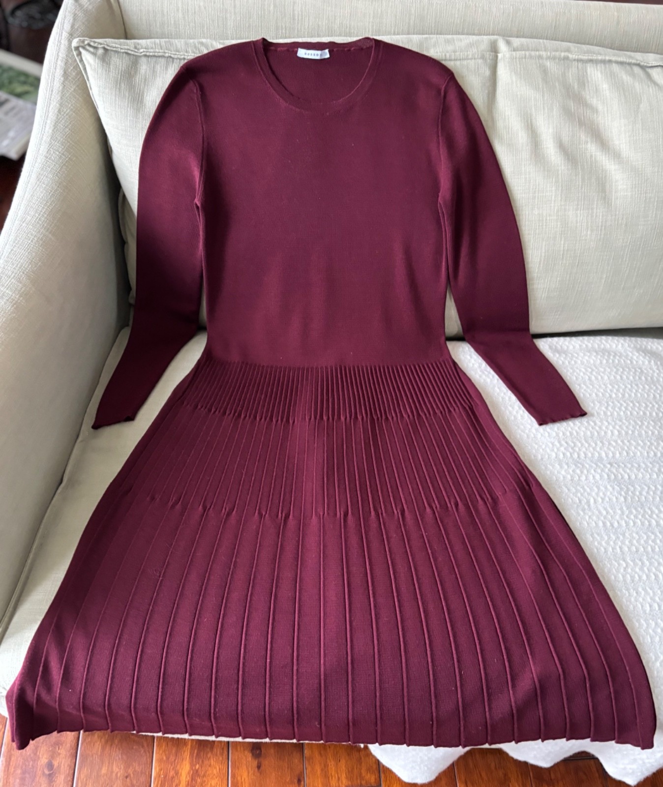 Rosso35 New Wool Midi Dress Made in Italy Size 42