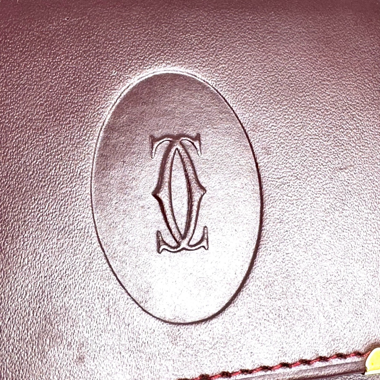 Must de Cartier Coin Case Purse Bordeaux Red Leather Authentic from Japan _0035