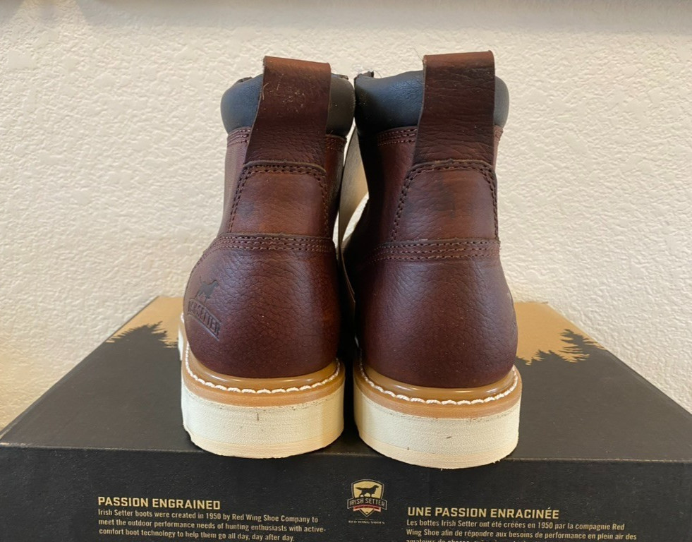 Irish Setter 83605 Ashby Mens 8 EE Wide Soft Toe Walnut 6″ Boot Retail Box