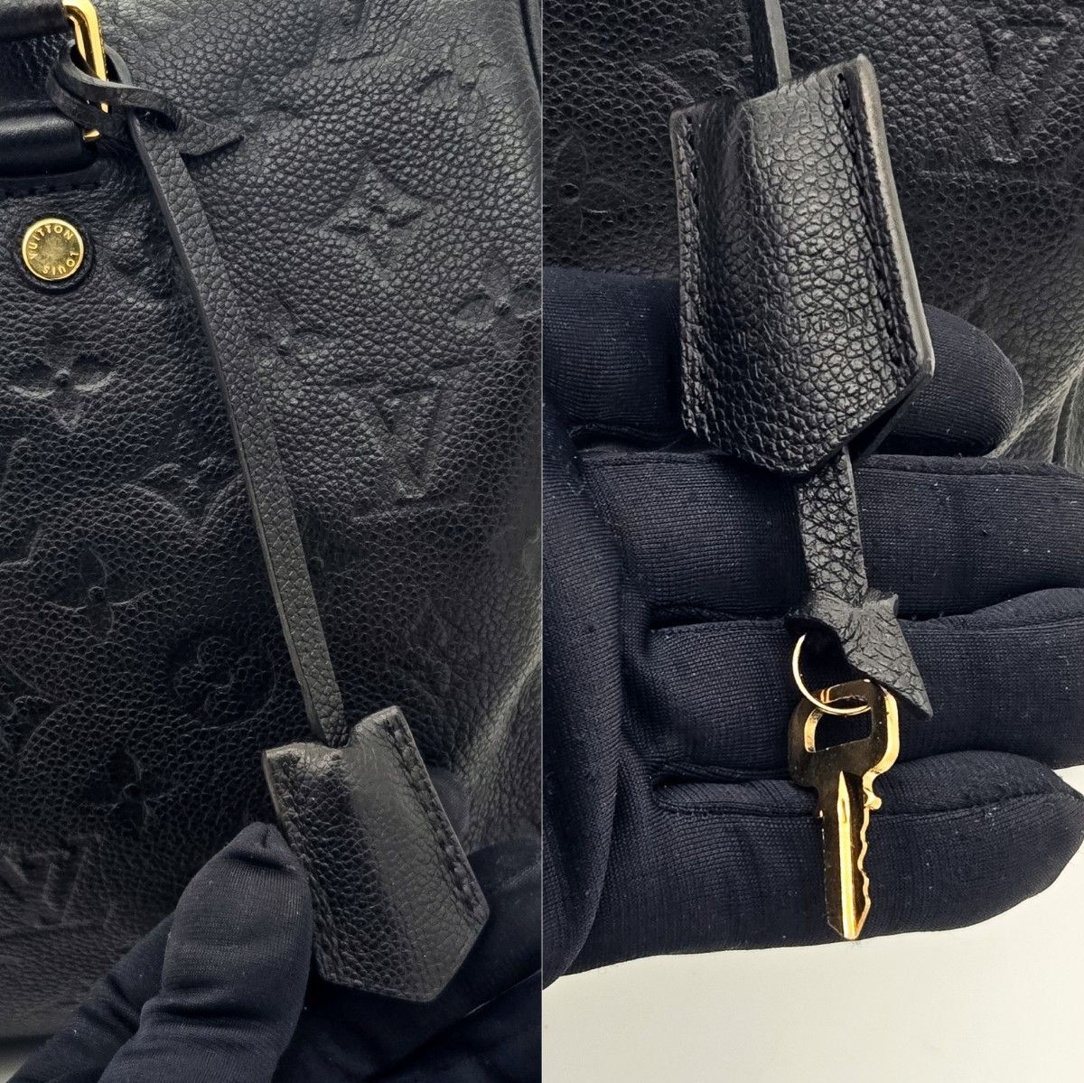 LOUIS VUITTON Bag: Empreinte Speedy Bandouliere 30 Black W30H21D17cm w/strap;