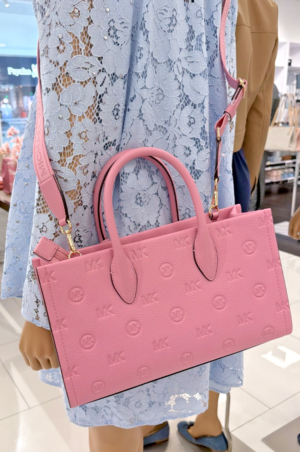 Michael Kors Mirella Medium Top Zip Satchel Powder Pink Carnation