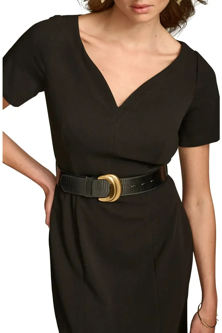Donna Karan New York Belted Stretch Sheath Dress-Size 2 (FLK#1153 B)
