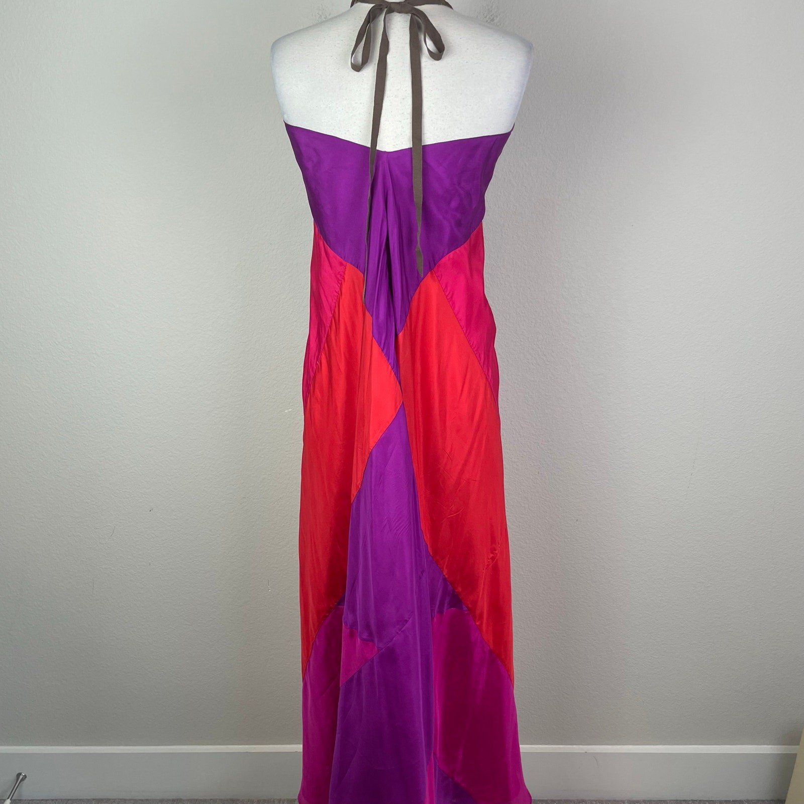 A Common Thread Purple Red Silk Halter Maxi Dres Small