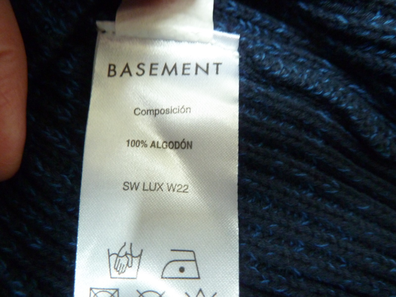 Fisherman Sweater Pullover Mens Medium Ribbed 100% Cotton Navy Blue Shawl Collar