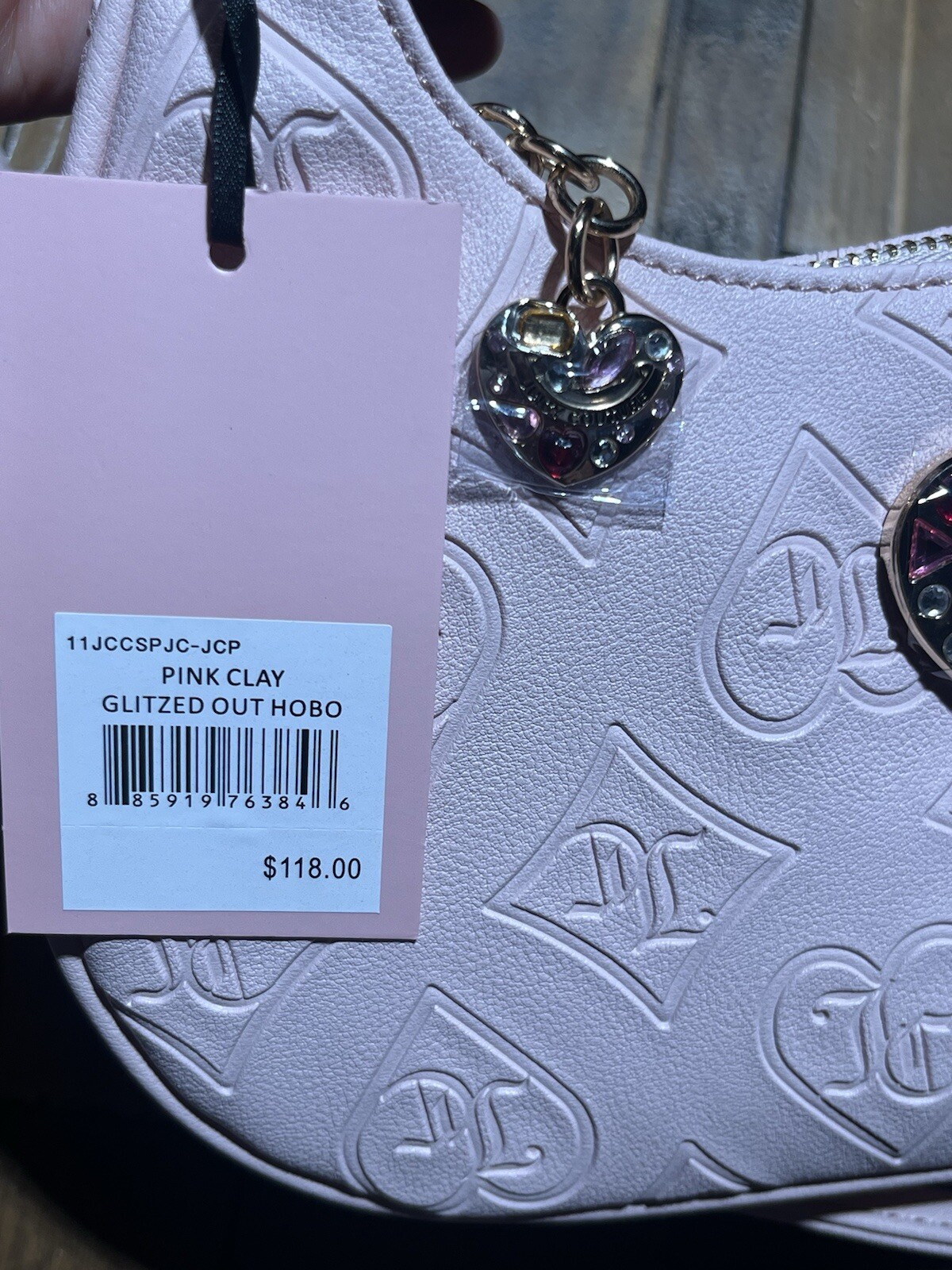 Pink Clay Glitzed Out Hobo Juicy Couture Nwt Free JC Earbuds