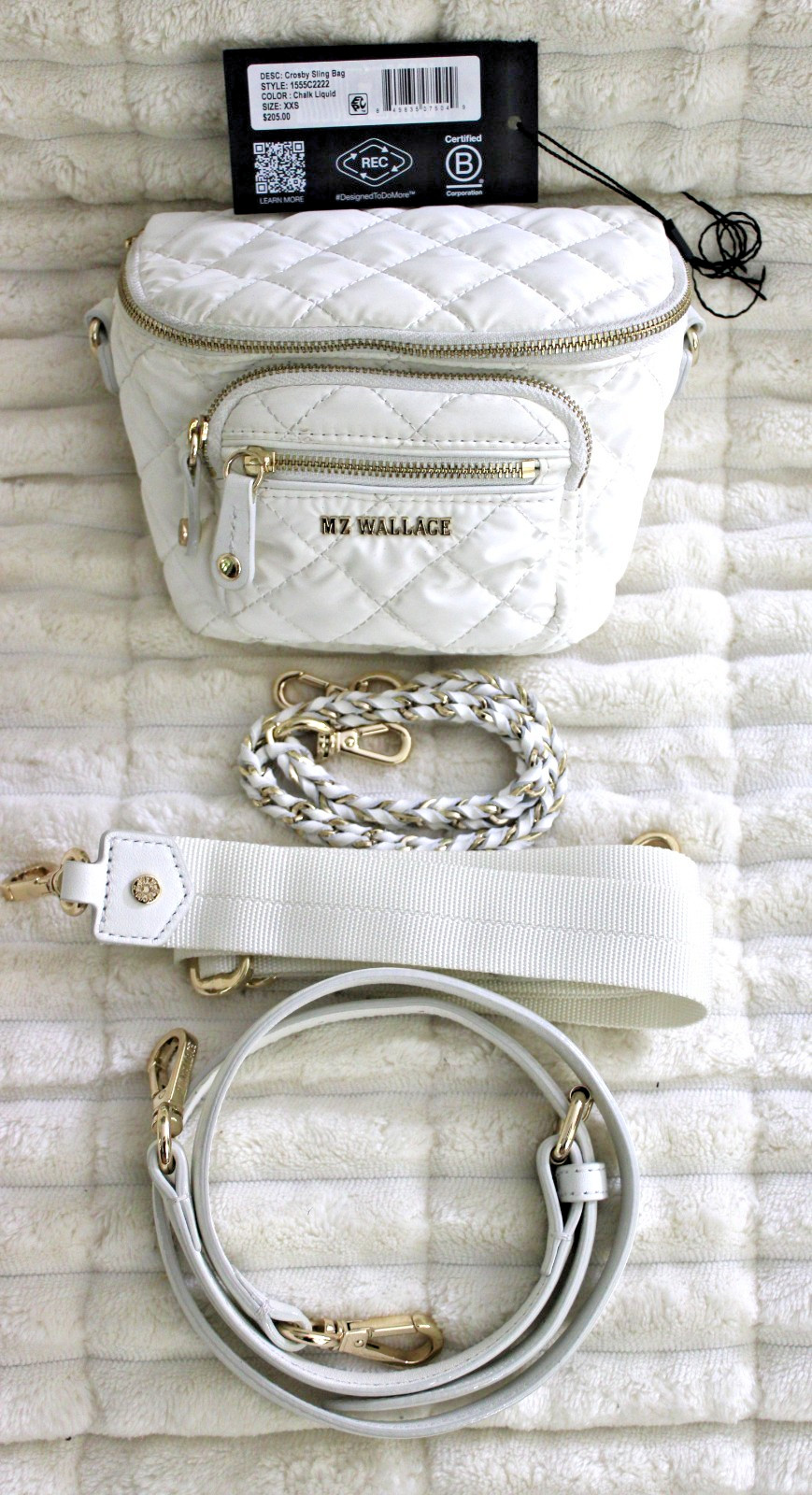 MZ WALLACE MICRO CROSBY SLING BAG ANTIQUE GOLD MSRP $205 FANNY BELT NEW OTHER