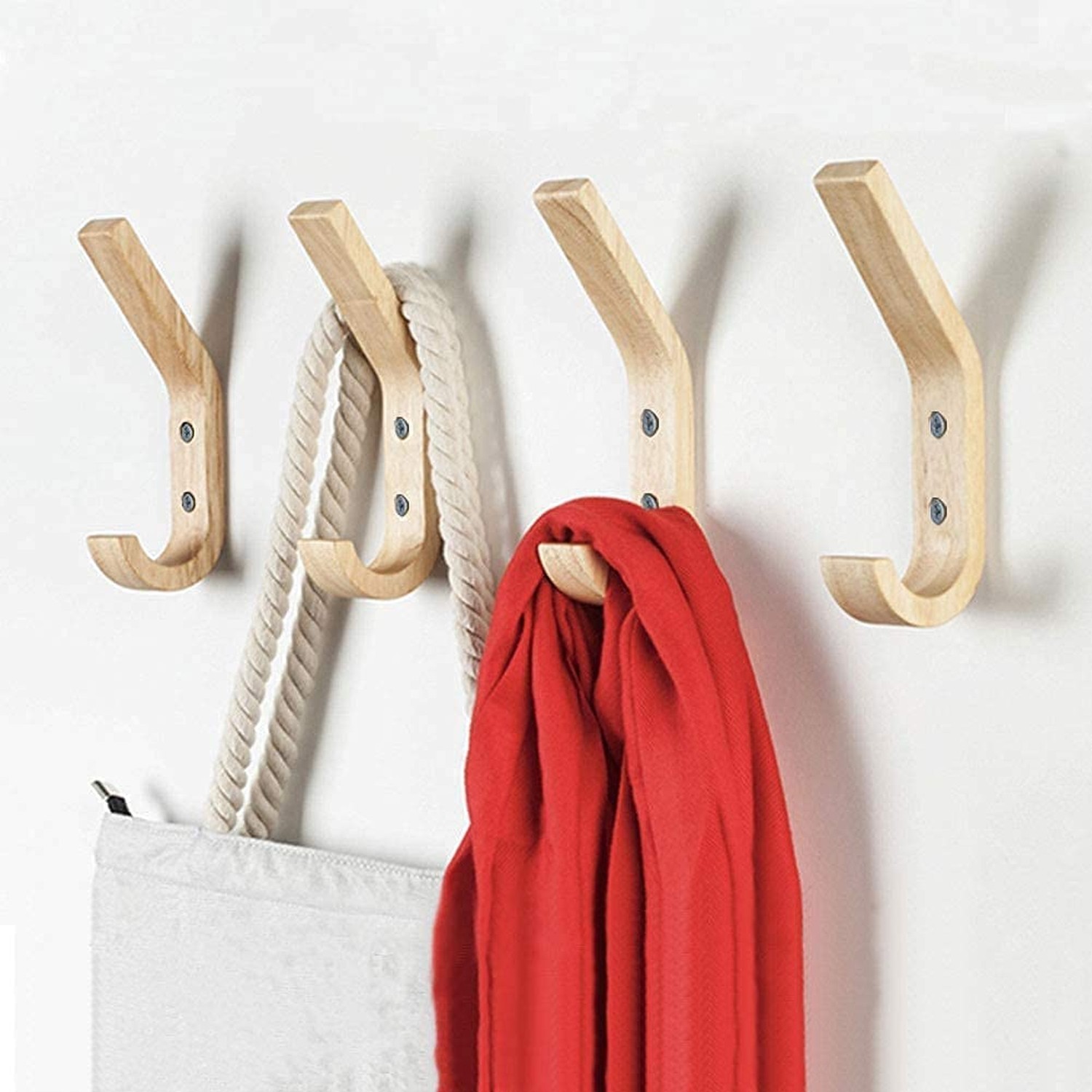 Wooden Coat Hooks Wall Hooks,Natural Oak Wood Hooks Decorative Vintage Wood W…