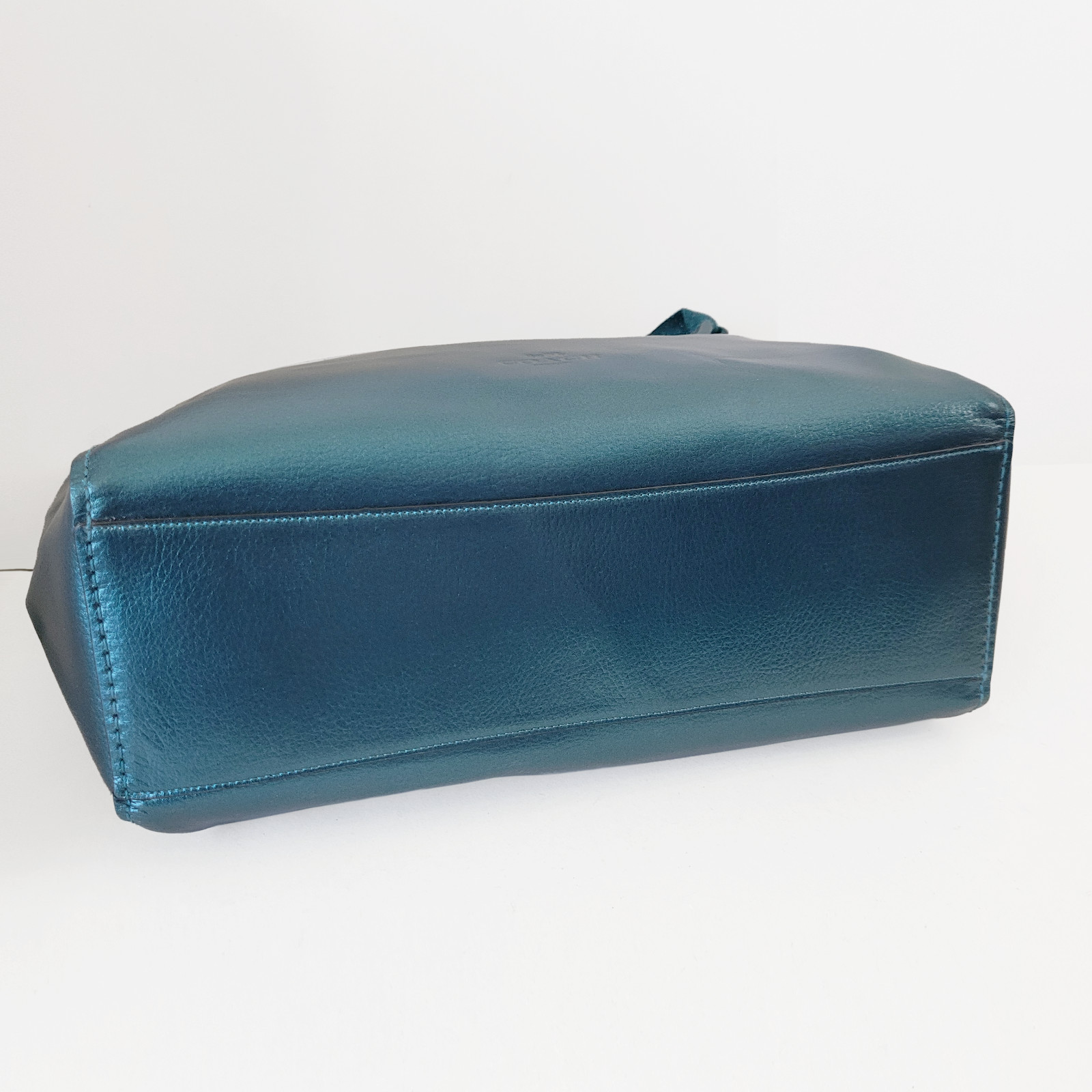 Coach Metallic LARGE DERBY Tote Bag Dark Teal Green Leather F59388 NEW msrp $350