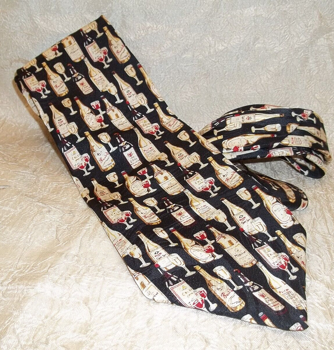 Museum Artifacts Wine Bottle Silk Tie Made in USA Handmade Wine Lover Necktie