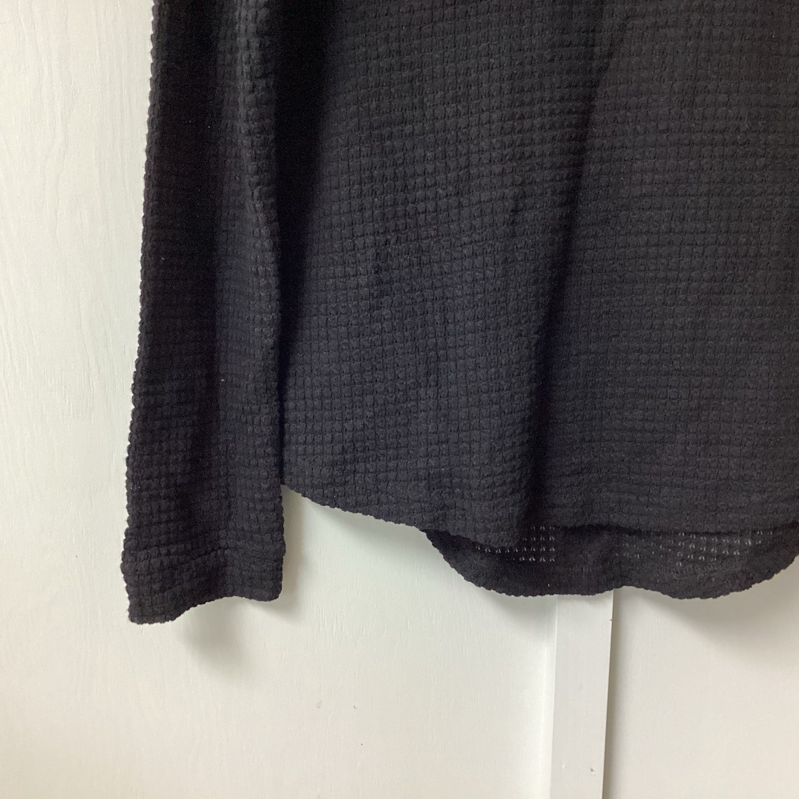 ADREAMLY Black Semi-Sheer Blouse Women’s Size Medium Waffles Studs Hole Knit New