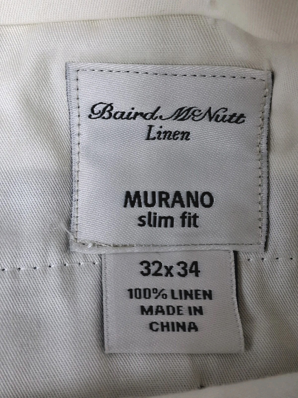 Murano Baird Mcnutt Linen Pants Men 32×32 Fit Gray Flat Front Slim Fit Trousers*