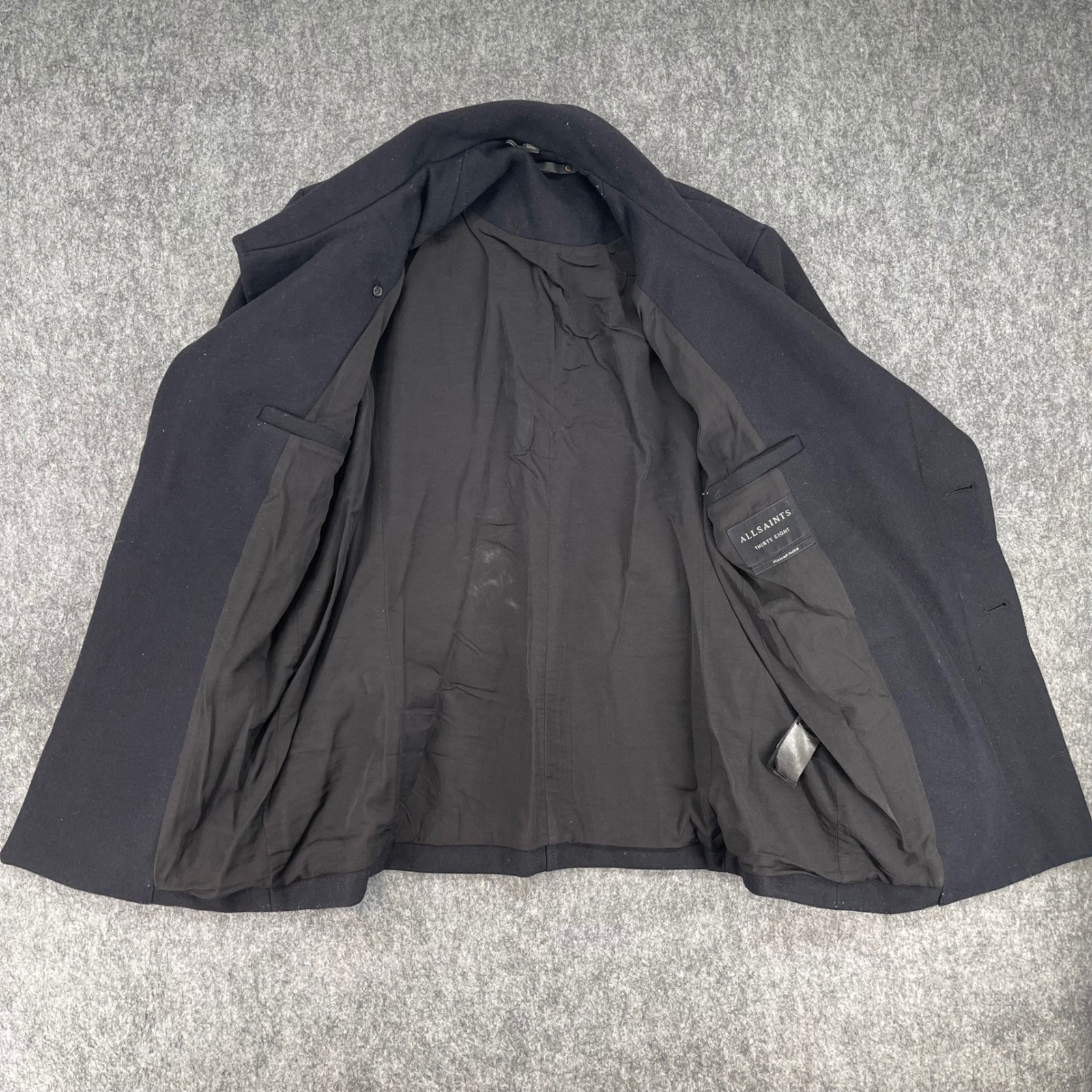 AllSaints Jacket Mens 38 Peacoat Black Wool Blend Italian