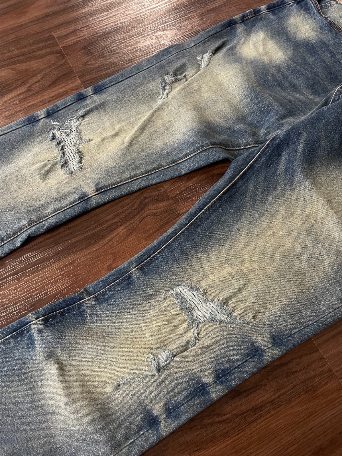 Purple Brand Distressed Stacked Flare Fit Denim Jeans