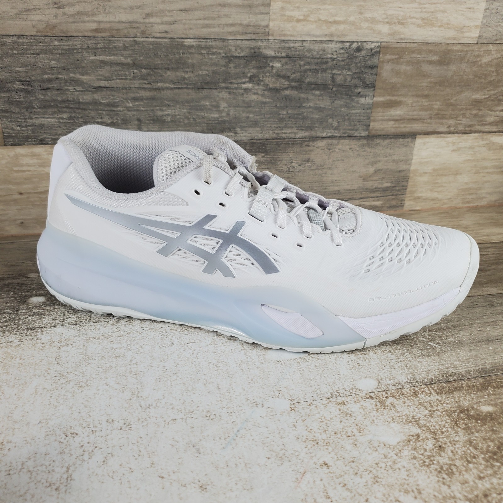 ASICS Gel Resolution X Womens Shoes Sz 12 White Pure Silver Mesh Lace Up Sneaker