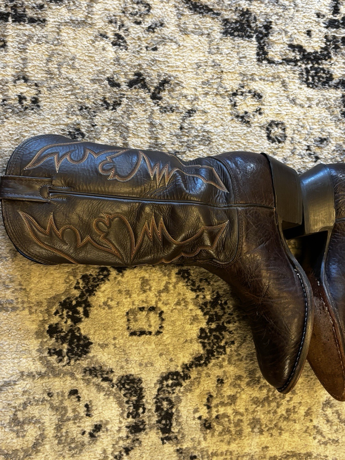 Larry Mahan Nocona Texas Brown Bullhide Leather Mens Size 10 XE Cowboy Boots