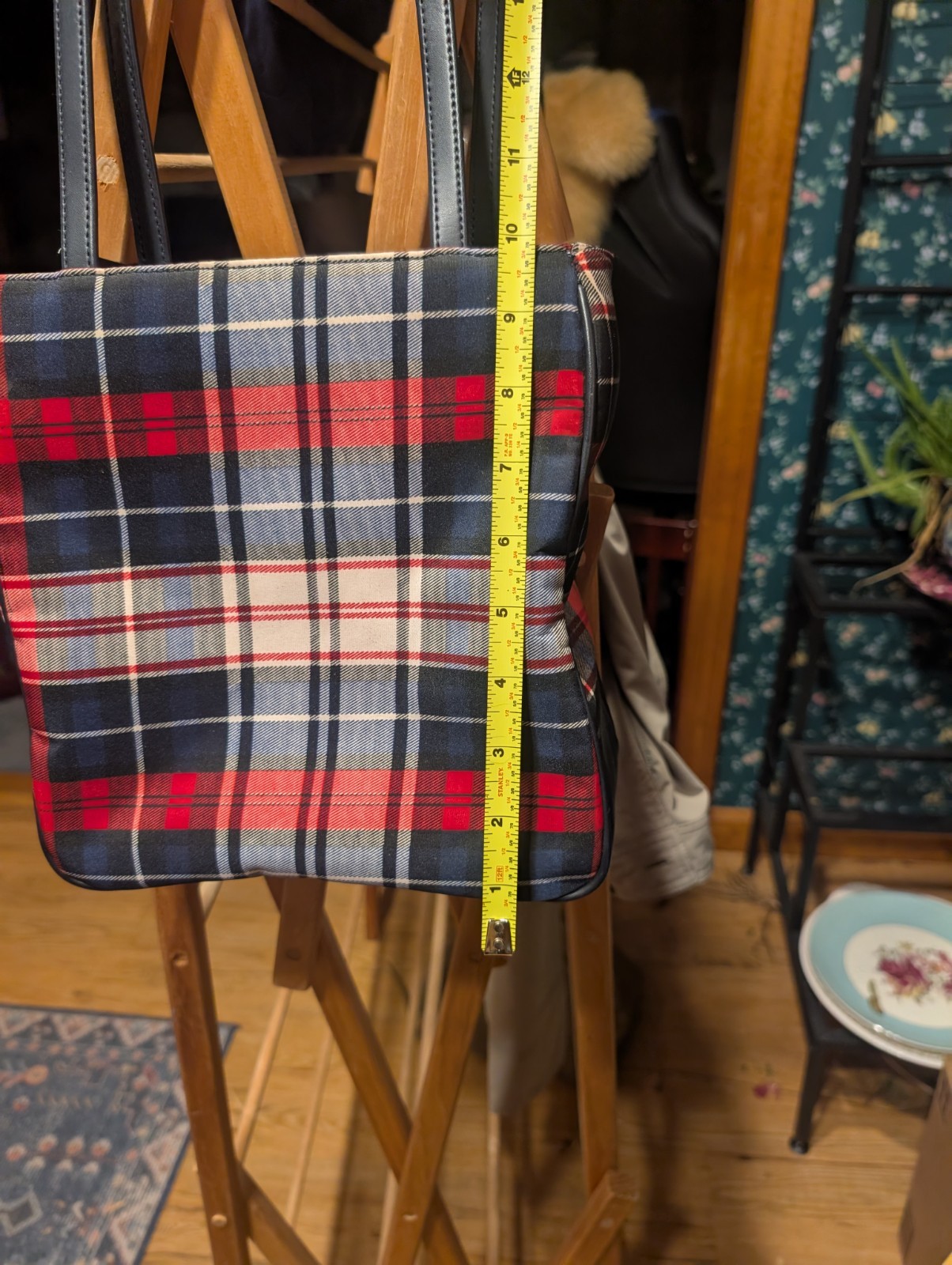 St. John’s Bay Plaid Multicolor Tote Bag Zip & Magnetic Snap, Lined Pockets