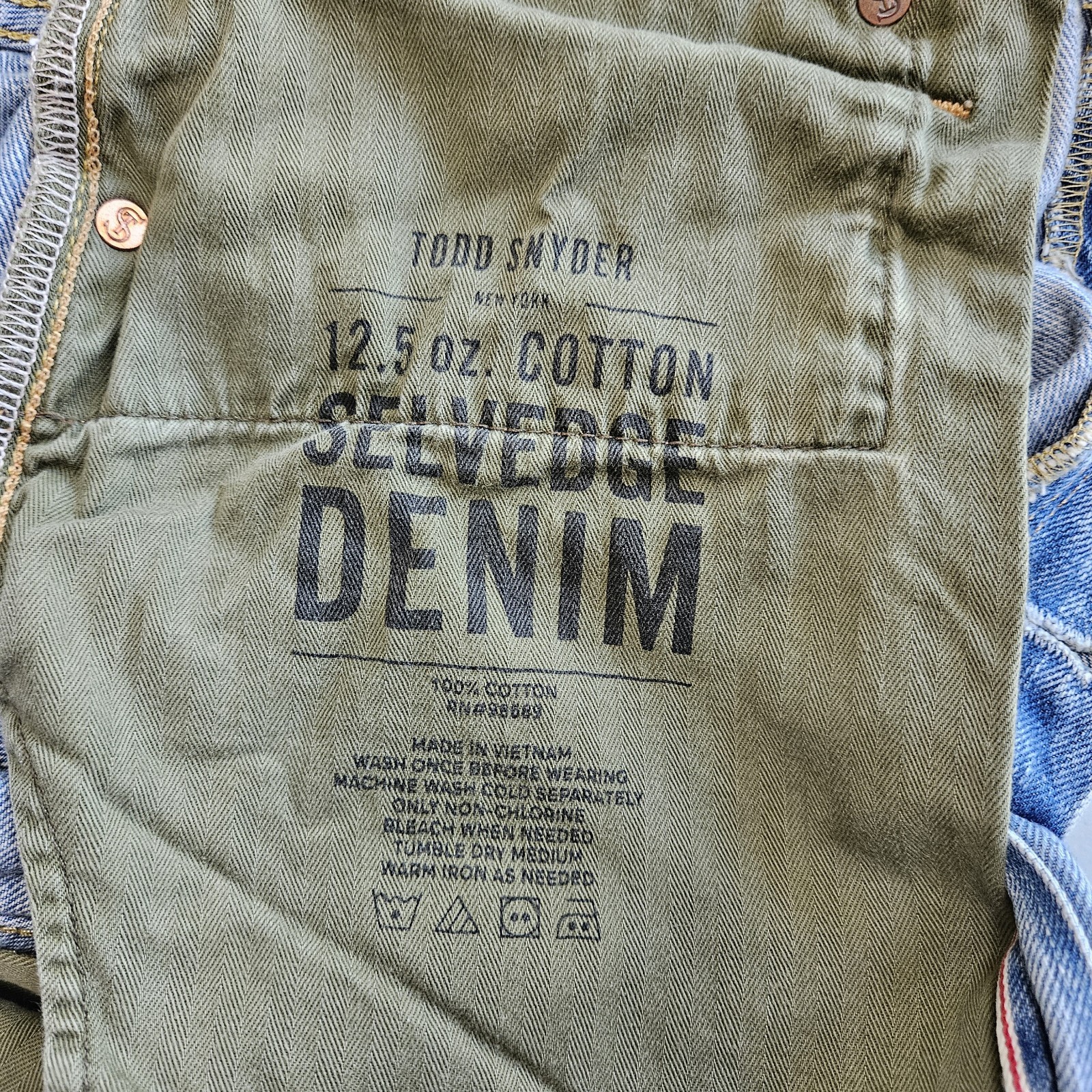 Todd Snyder Relaxed Fit Selvage 12.5 oz Denim Jeans 34×34 Light Wash Button Fly