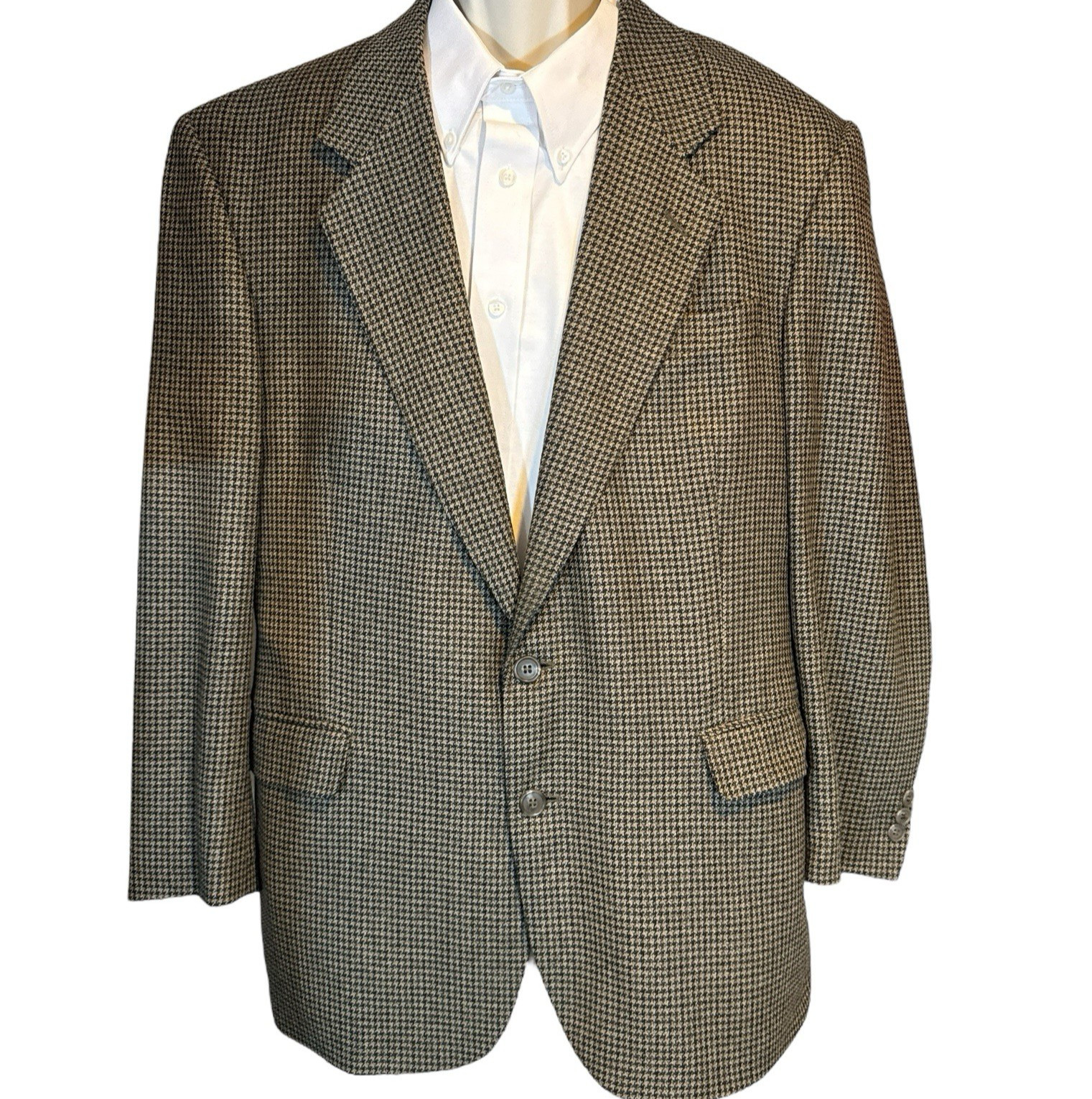 Deansgate 42R Silk Wool Houndstooth Sport Coat Tailors Row Single Vent